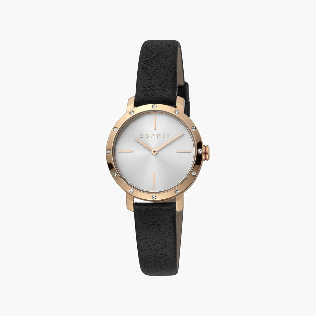 ESPRIT Women's Watch with Rose Gold Stainless Steel Case and Black Leather Band-i-Watch-2