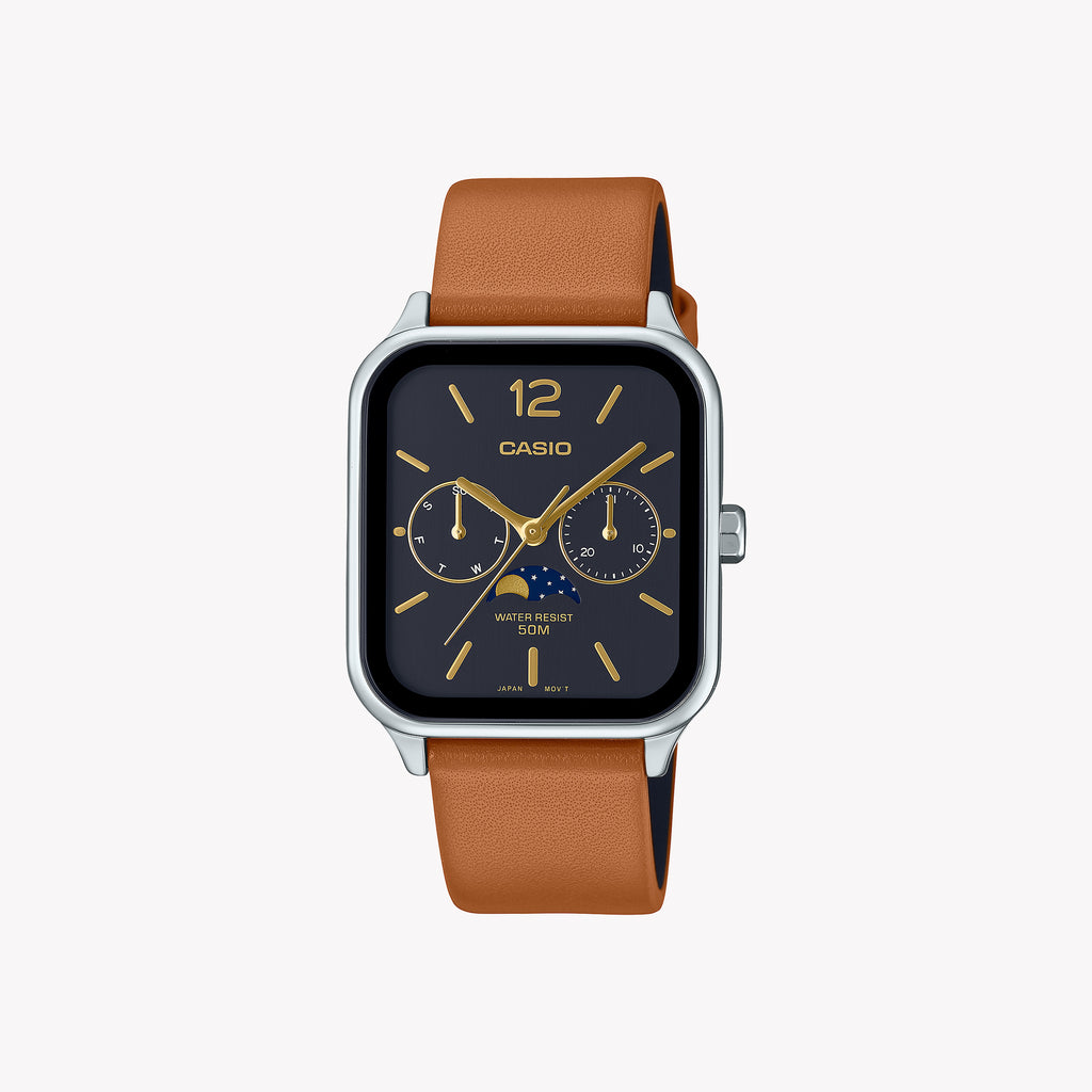 CASIO MTP-M305L-1AV ADVENTURE READY - ELEGANTALLY RUGGED UNISEX WATCH with brown leather band and black dial