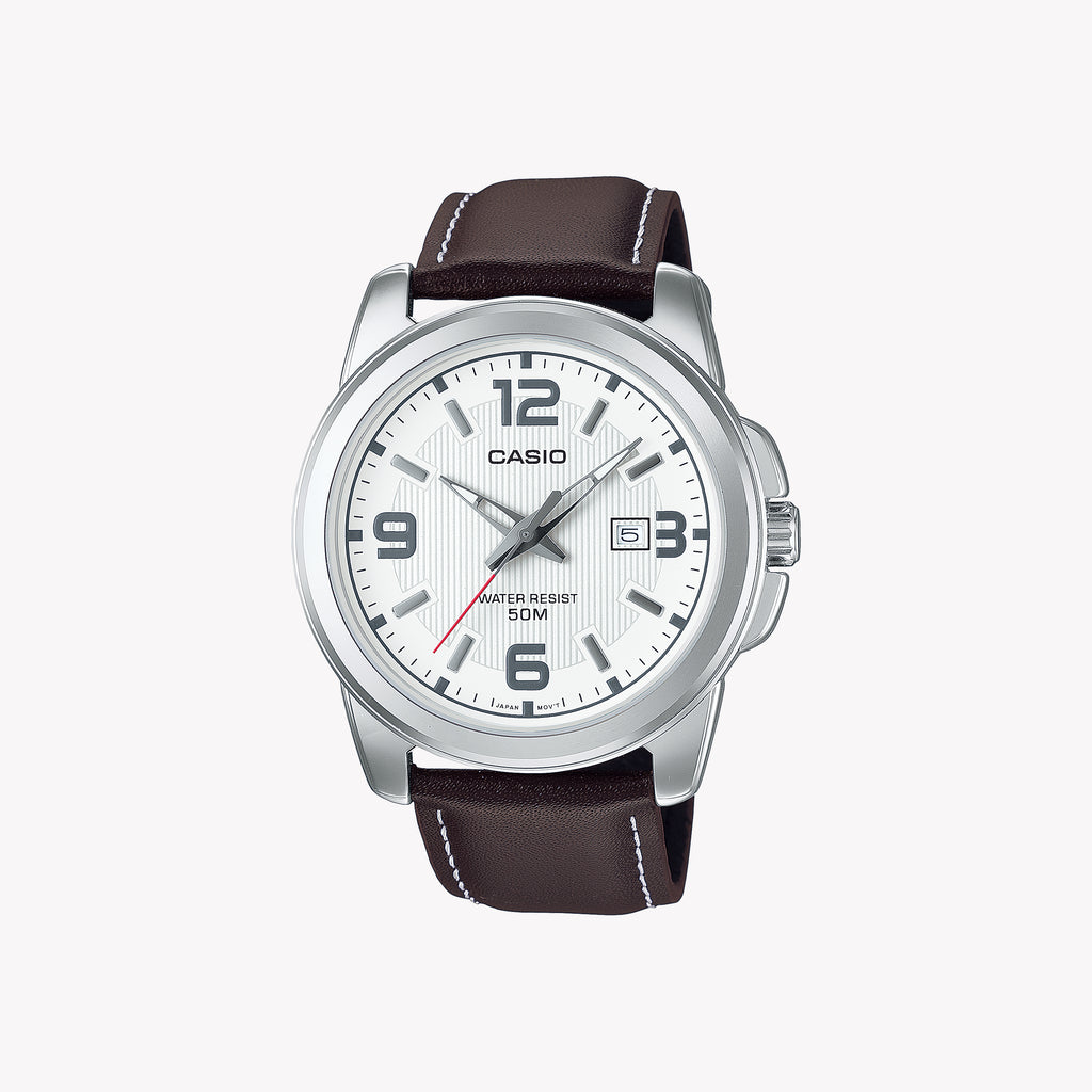 MTP-1314PL-7AVEF ELEGANT VERSATILITY - MEN'S CLASSIC TIMEPIECE WITH LEATHER & FABRIC STRAP
