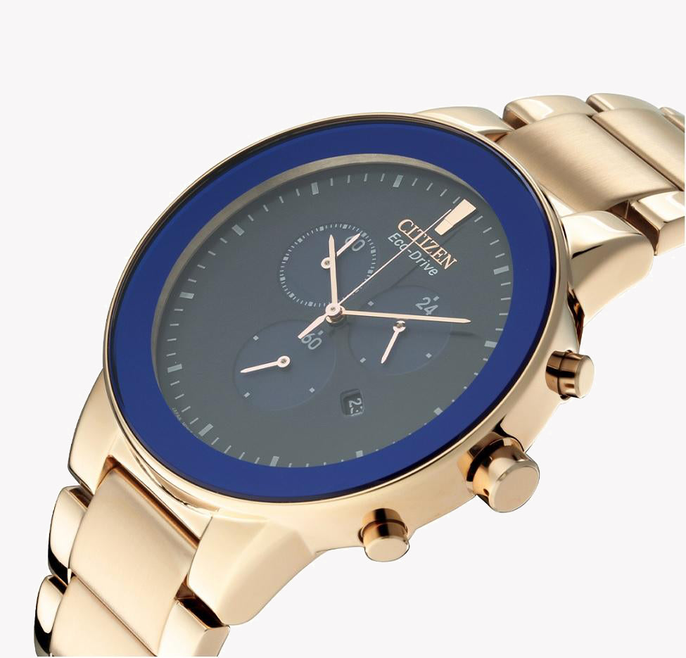 CITIZEN Eco-Drive AT2243-87L - DYNAMIC STYLE & PRECISION TIMEKEEPING Men's Watch with Gold Case & Blue Dial-i-Watch-3