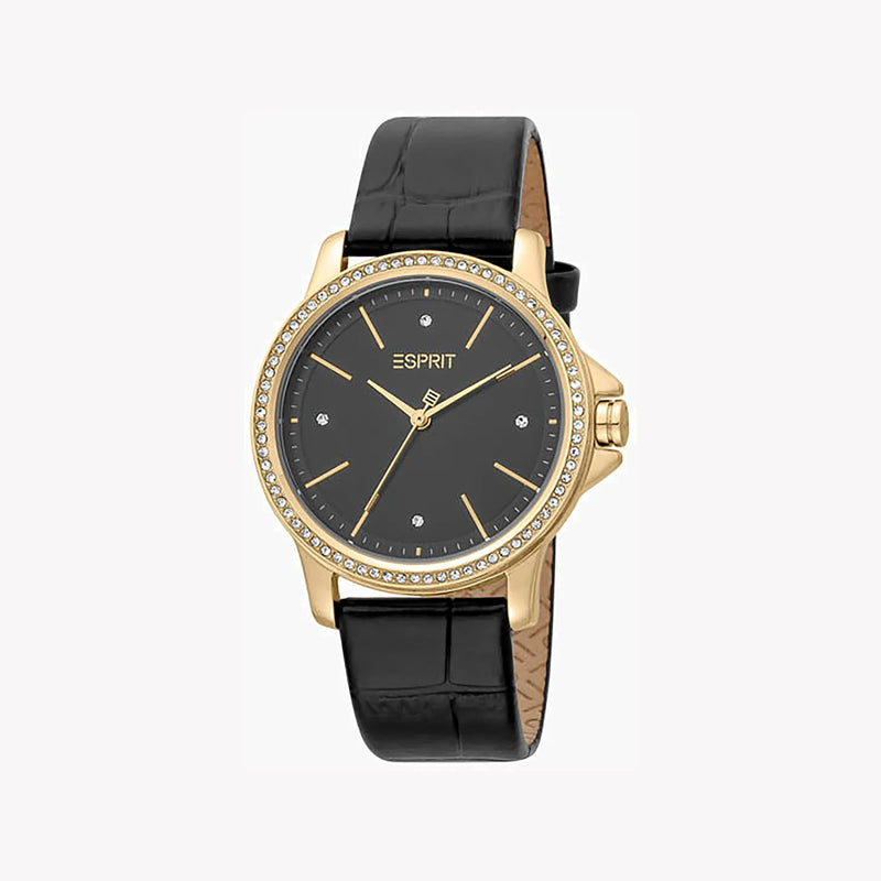 Esprit Women's Black Leather Watch, Black Dial | Es1l185m0065 by i-watch