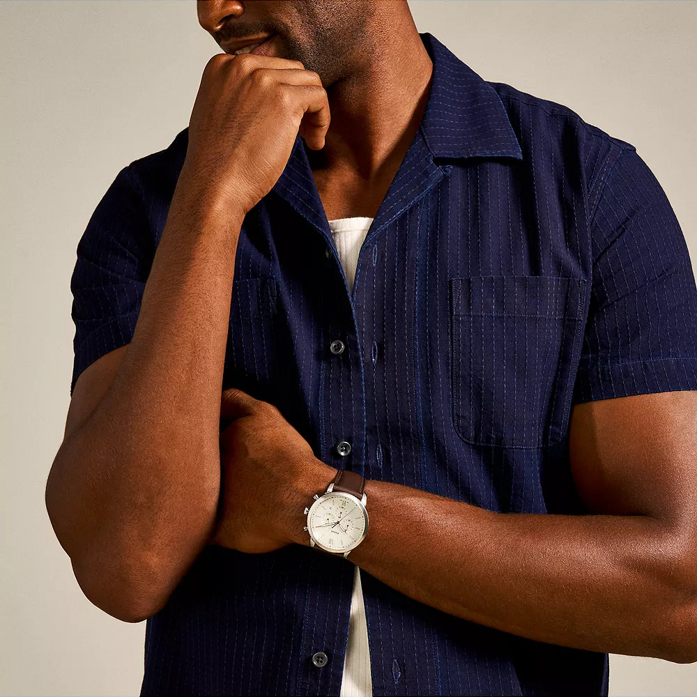 FOSSIL FS5380 RUGGED ELEGANCE - MEN'S STAINLESS STEEL & LEATHER TIMEPIECE-i-Watch-3