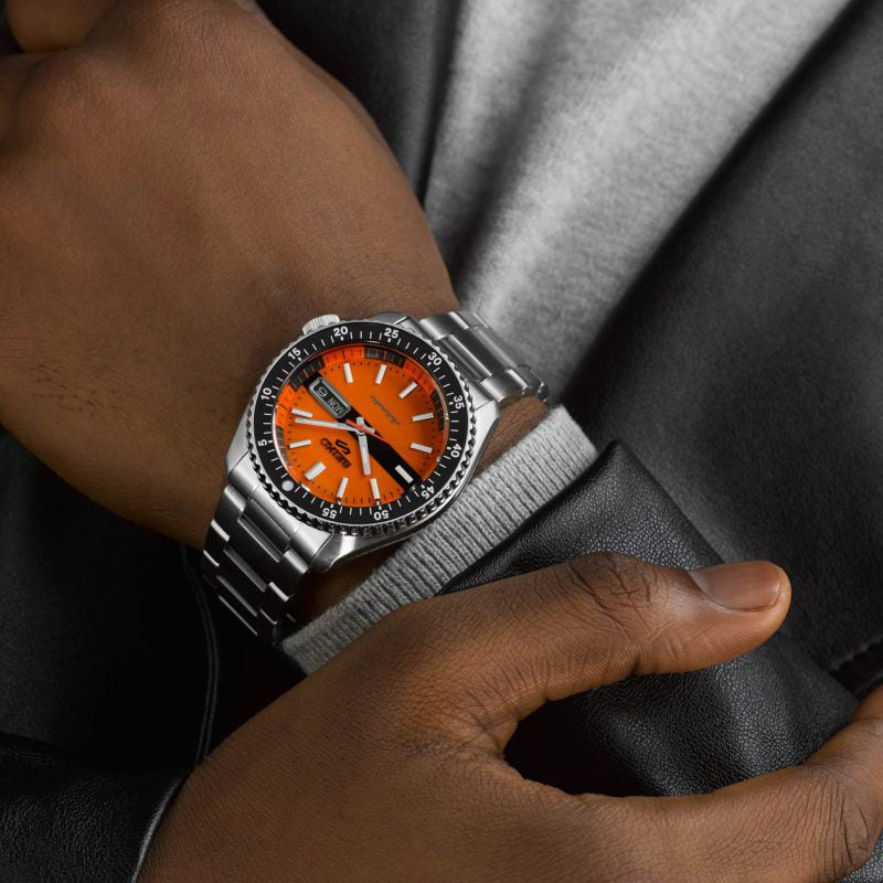 Seiko 5 SRPK11K1 Men's Automatic Watch - Orange Dial, 10 ATM-i-Watch-4
