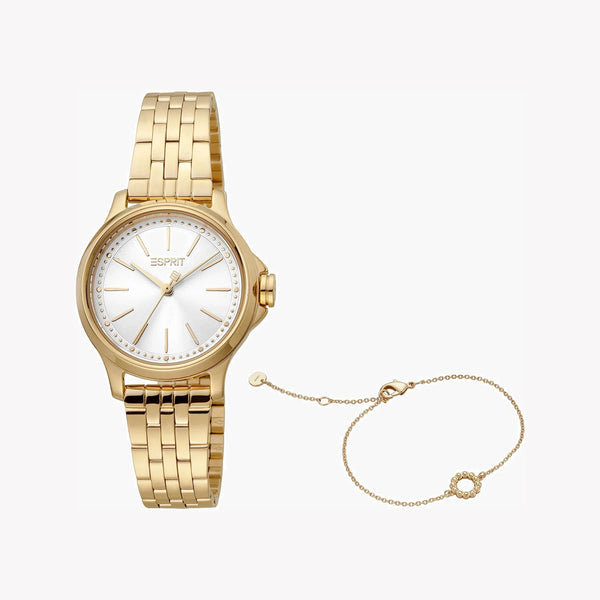 Esprit Women's Gold Stainless Steel Watch, Silver Dial | ES1L144M2045 by i-watch