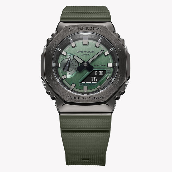 G-Shock Men's Green Resin Watch, Grey Case | Gm-2100b-3aer