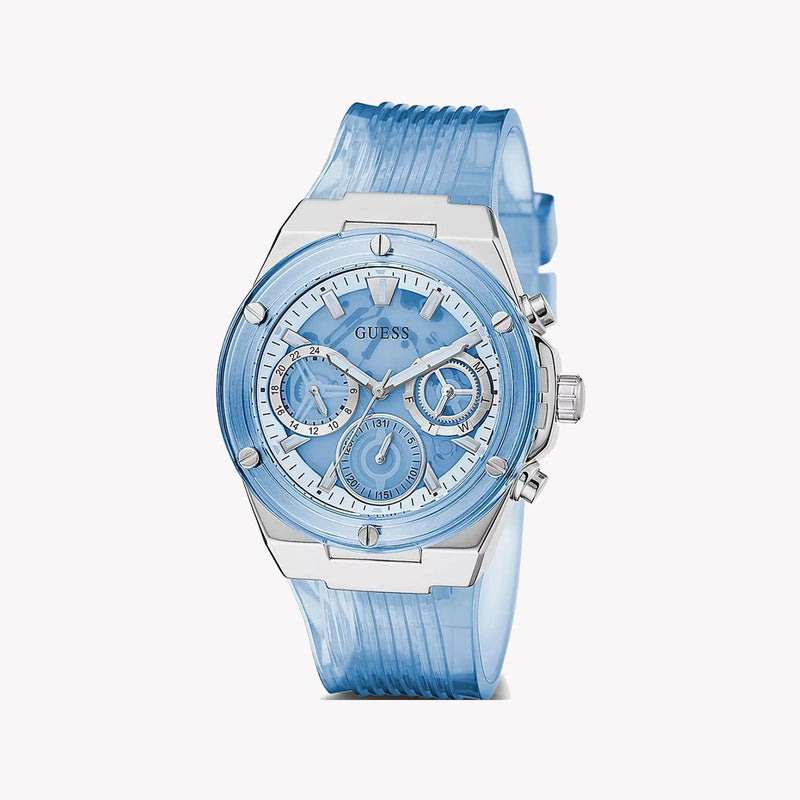 Guess Women's Blue Silicone Watch, Silver Case | Gw0409l1 by i-watch
