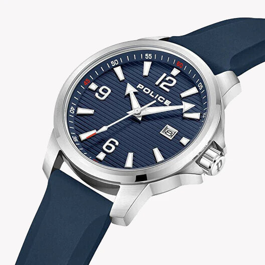 Police Men's Silver Stainless Steel, Blue Silicone | Pewjn0020901 by i-watch