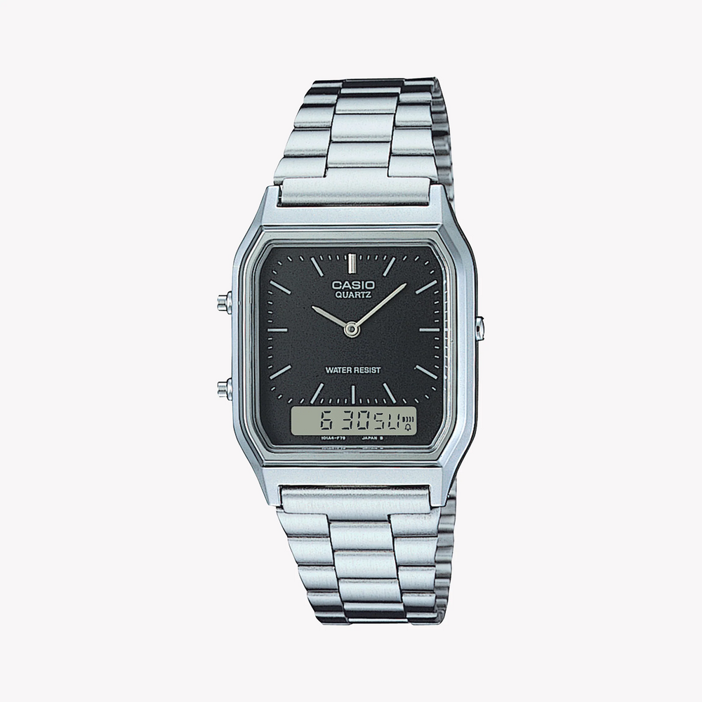 Casio Men's Silver Resin Watch, Black Dial | Aq-230a-1dmq by i-watch