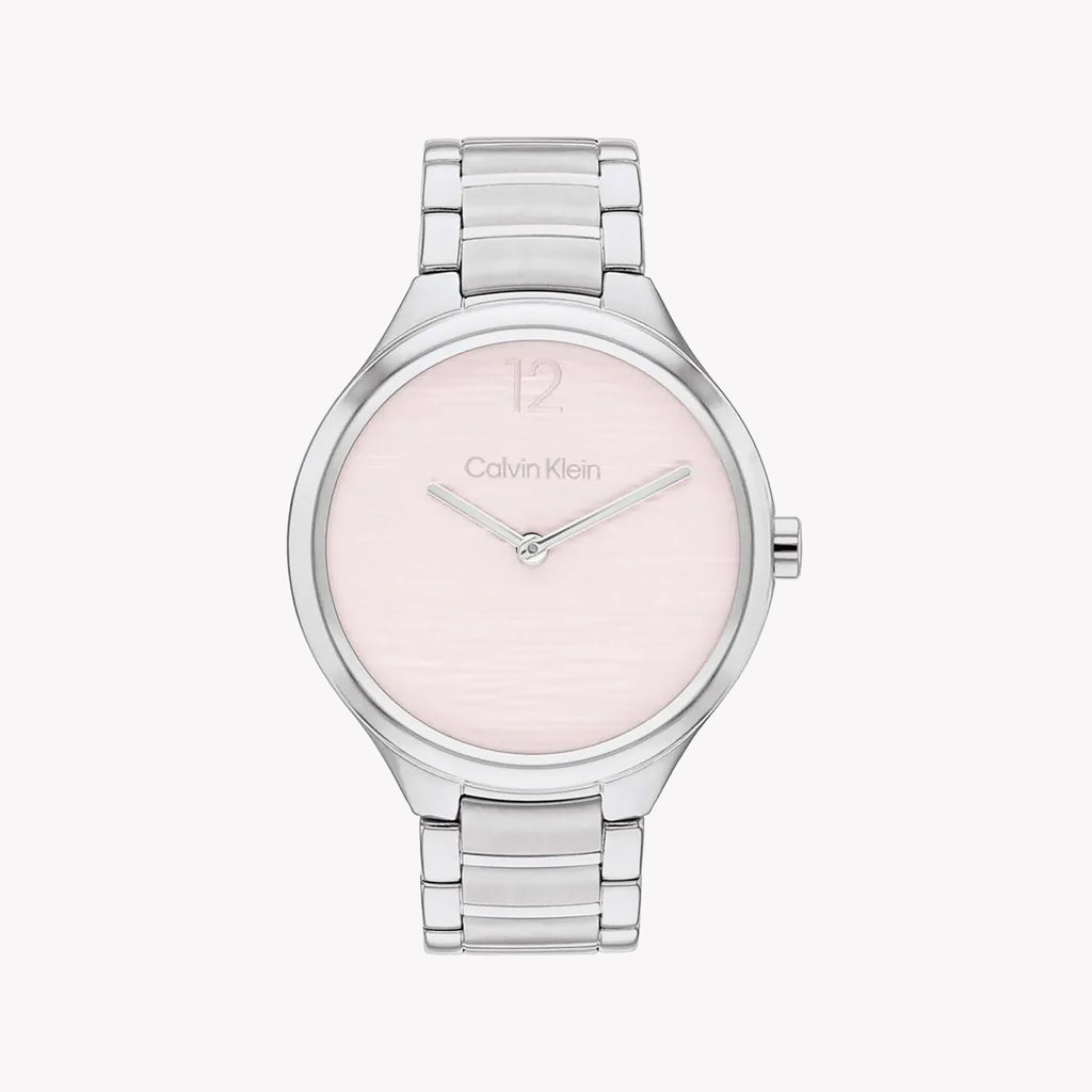 CK CALVIN KLEIN NEW COLLECTION - PINK DIAL STAINLESS STEEL WOMEN'S WATCH - MODERN ELEGANCE