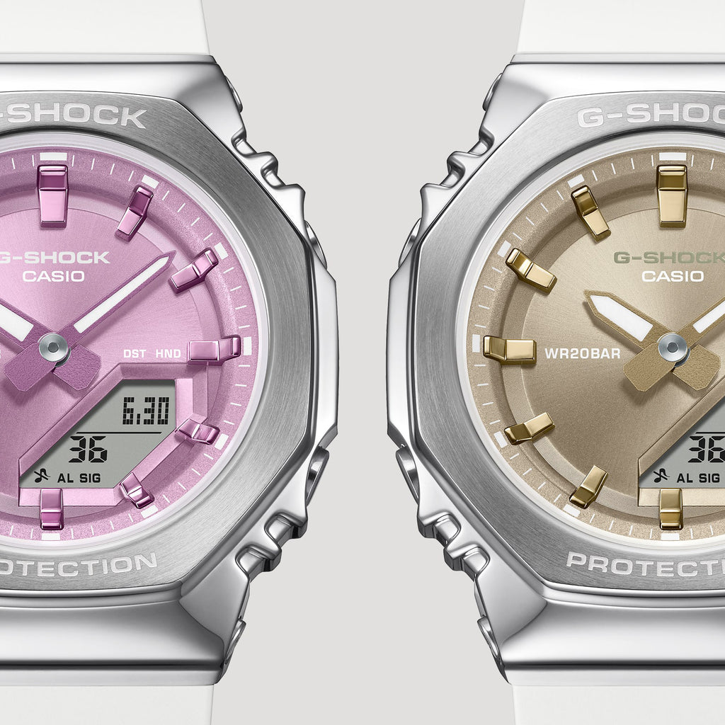 CASIO G-SHOCK GM-S2110-7A6ER RUGGED CHIC - BOLD PINK DIAL MEN'S WATCH WITH SILVER STAINLESS STEEL CASE-i-Watch-3