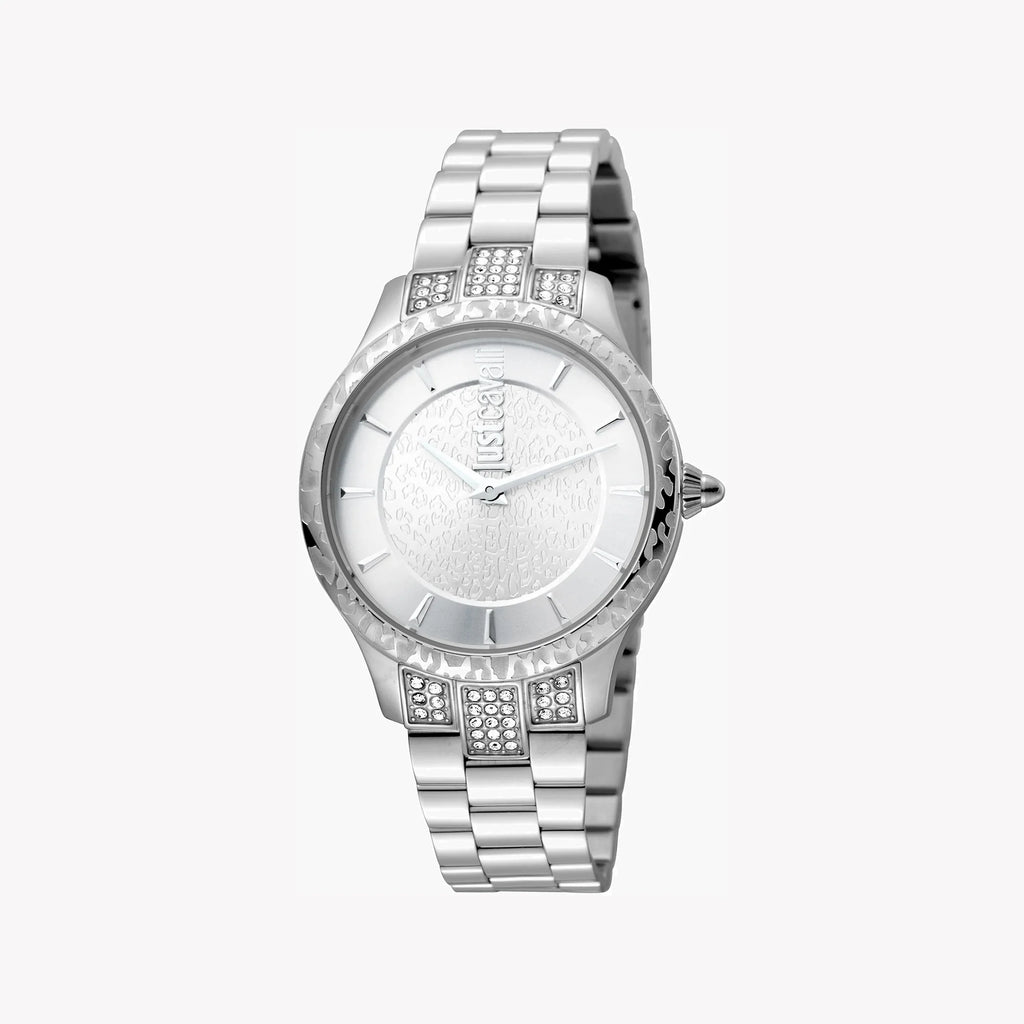 JUST CAVALLI Women's Watch with Silver Stainless Steel Case and Silver Stainless Steel Band