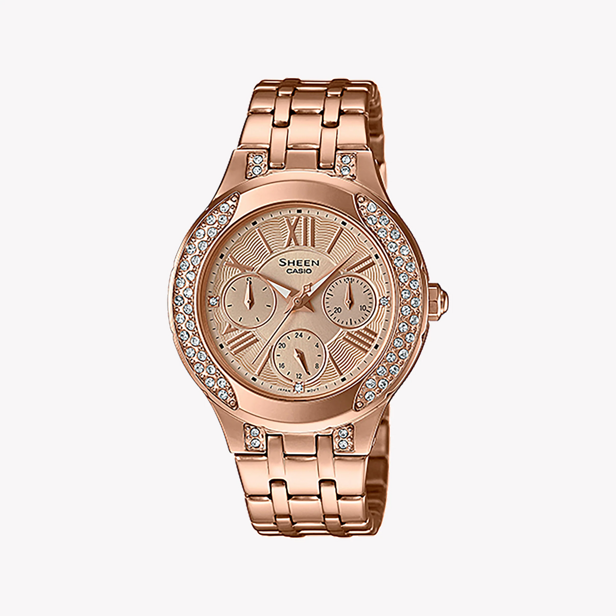 Casio She-3809pg-9audr Elegant Rose Gold Timepiece - Stunning Swarovski Crystals & Water Resistant by i-watch
