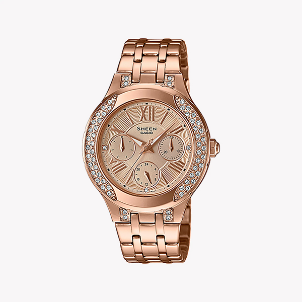 Casio She-3809pg-9audr Elegant Rose Gold Timepiece - Stunning Swarovski Crystals & Water Resistant by i-watch