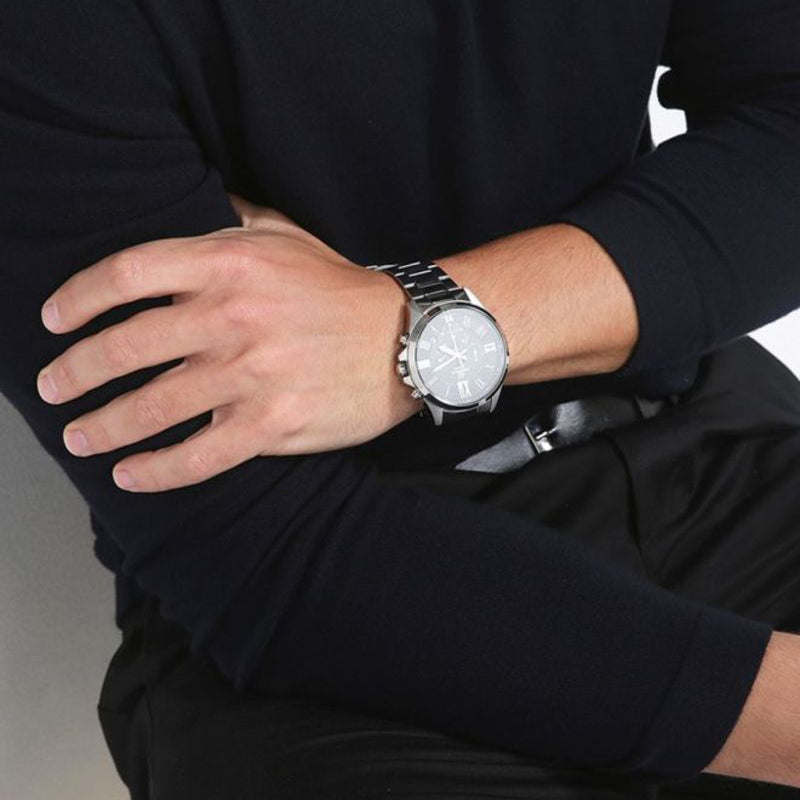 CASIO EDIFICE EFV-500D-1AVUDF - RUGGED ELEGANCE MEN'S WATCH WITH BLACK DIAL & STAINLESS STEEL BAND-i-Watch-2