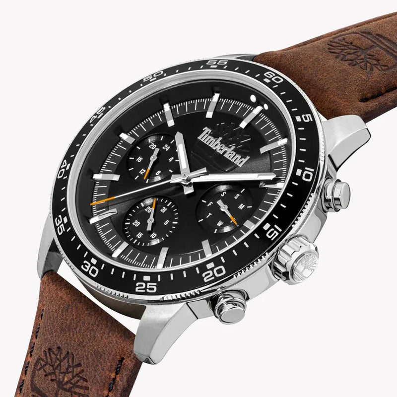 Timberland Men's Silver Stainless Steel, Brown Leather | Tdwgf0029002 by i-watch