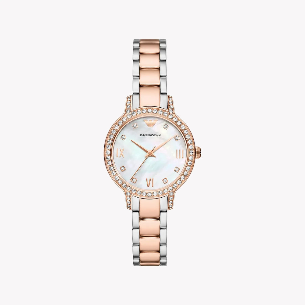 Emporio Armani Women's Rose Gold Watch, Silver Band | Ar11499 by i-watch
