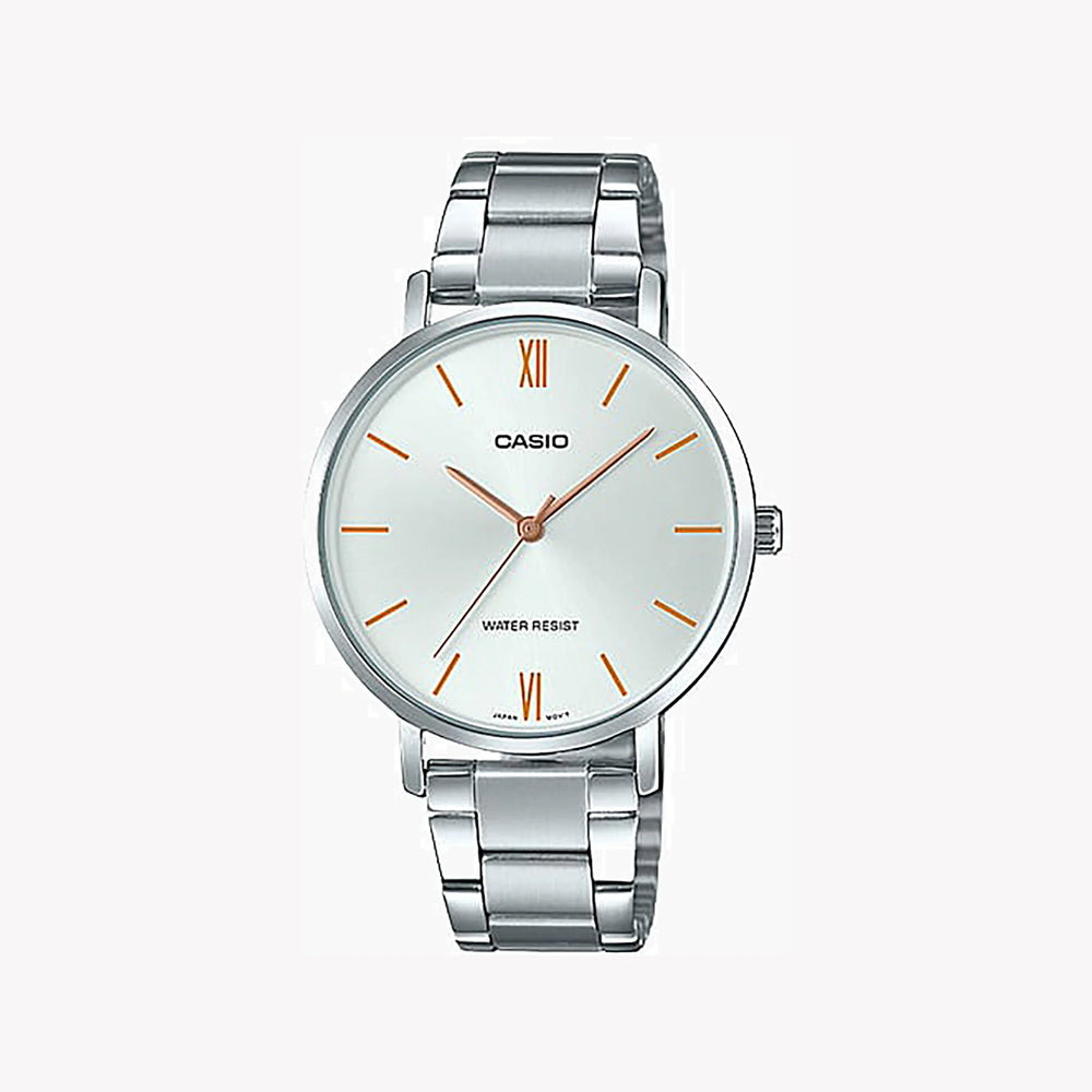 Casio Women's Silver Stainless Steel Watch, Silver Dial | Ltp-Vt01d-7b by i-watch