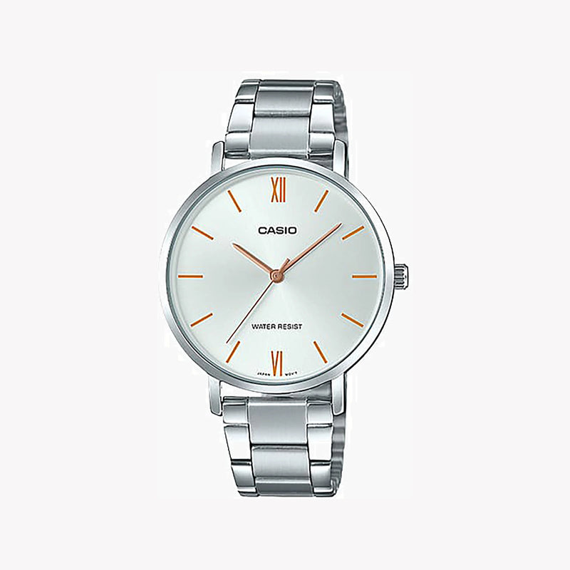 Casio Women's Silver Stainless Steel Watch, Silver Dial | Ltp-Vt01d-7b by i-watch