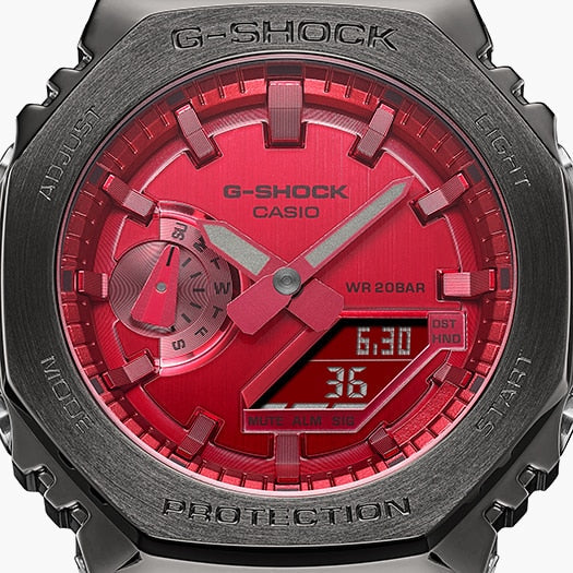 CASIO G-SHOCK GM-2100B-4ADR BOLD SPORTY ELEGANCE - MEN'S WATCH WITH GRAY RESIN BAND & RED DIAL