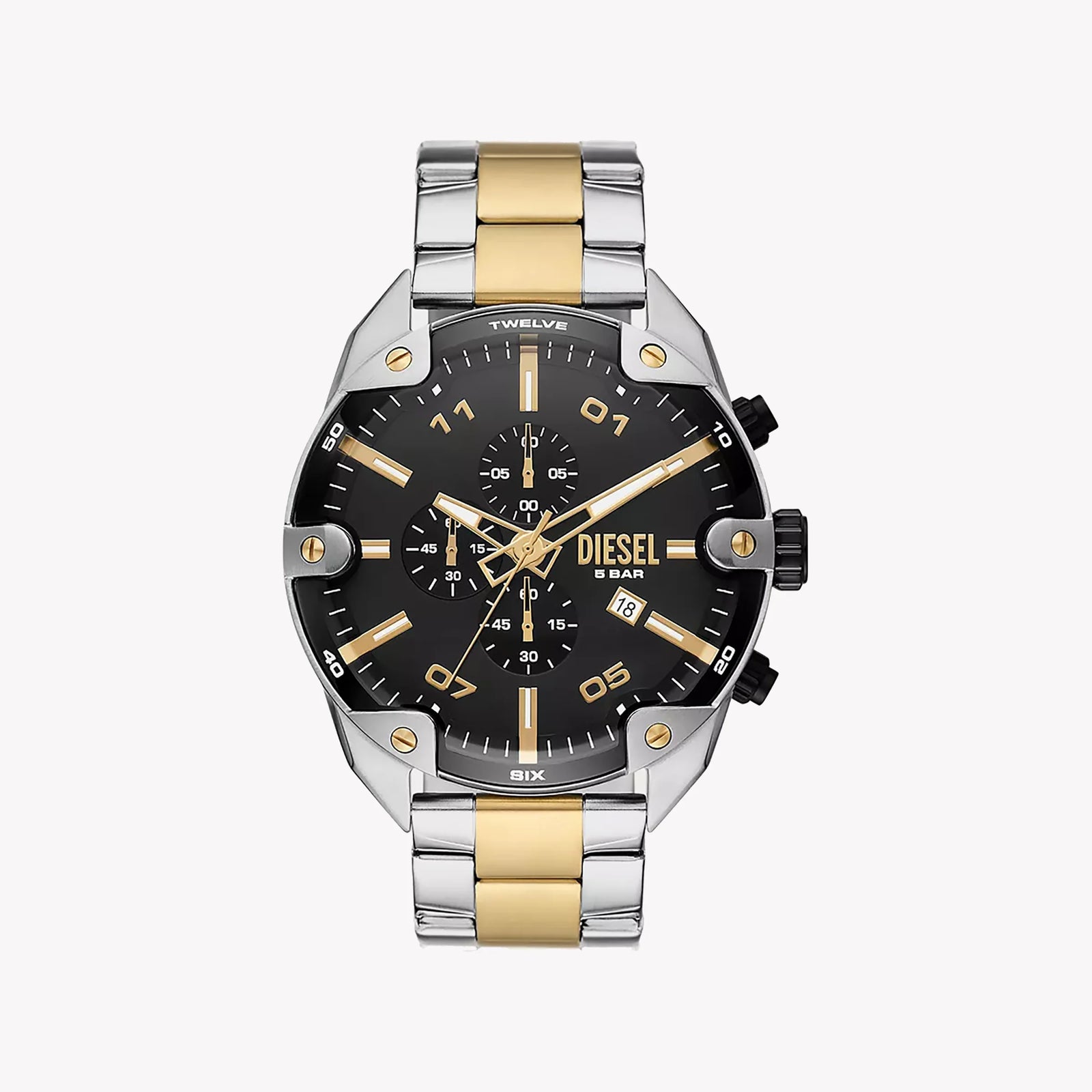Diesel Men's Silver Stainless Steel Watch, Black Dial | Dz4627 by i-watch