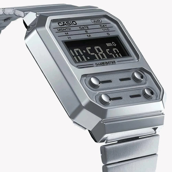 Casio Men's Resin Watch, Silver Dial | A-100we-7bdf by i-watch