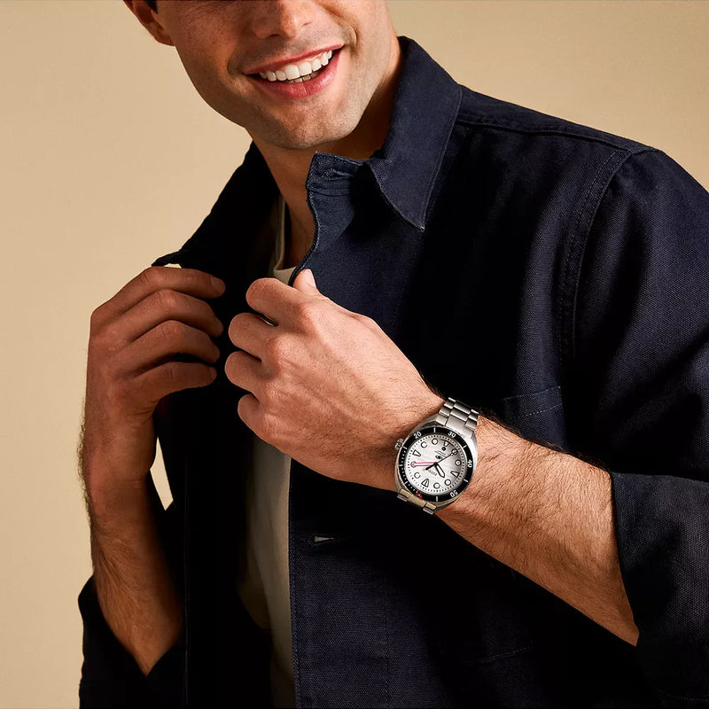 Fossil Men's Silver Stainless Steel Watch, White Dial | Fs6063 by i-watch