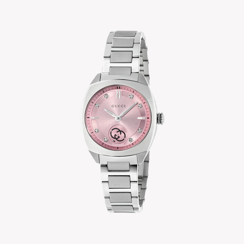 Gucci Women's Silver & Pink Stainless Steel Watch | Ya142511 – i-watch