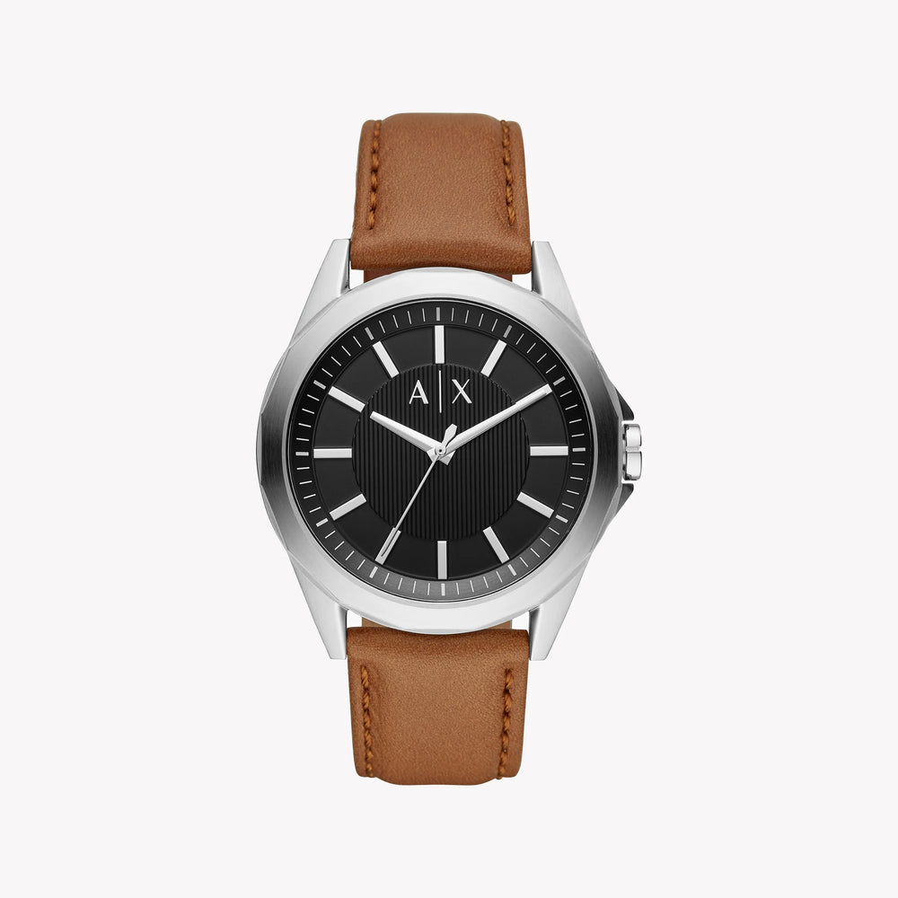 A|X Armani Exchange Men's Silver Watch, Brown Leather | Ax2635 by i-watch