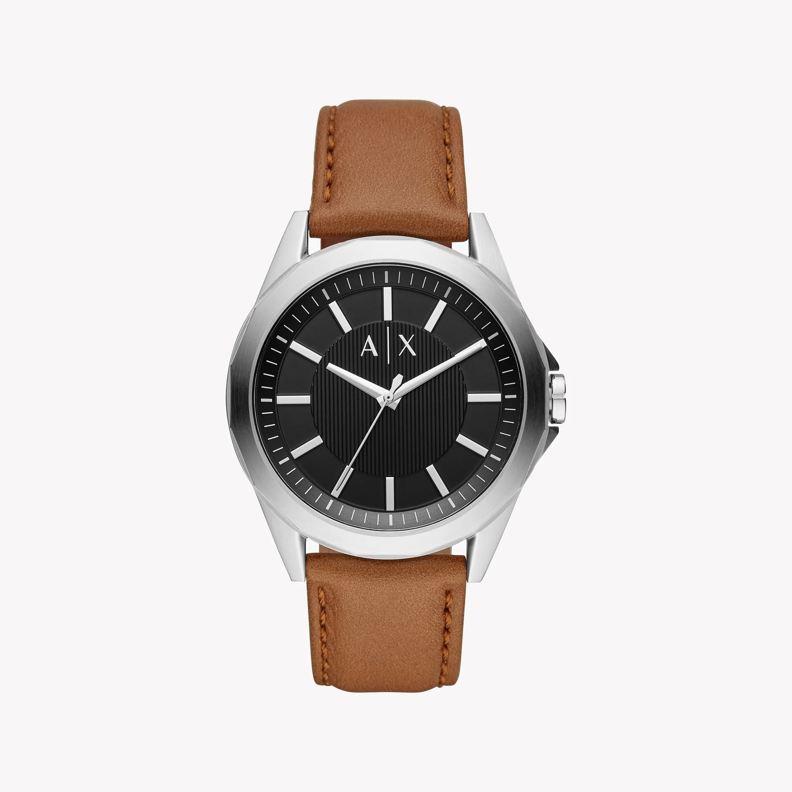 A|X Armani Exchange Men's Silver Watch, Brown Leather | Ax2635 by i-watch