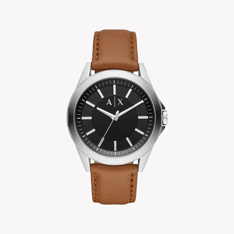 A|X Armani Exchange Men's Silver Watch, Brown Leather | Ax2635 by i-watch