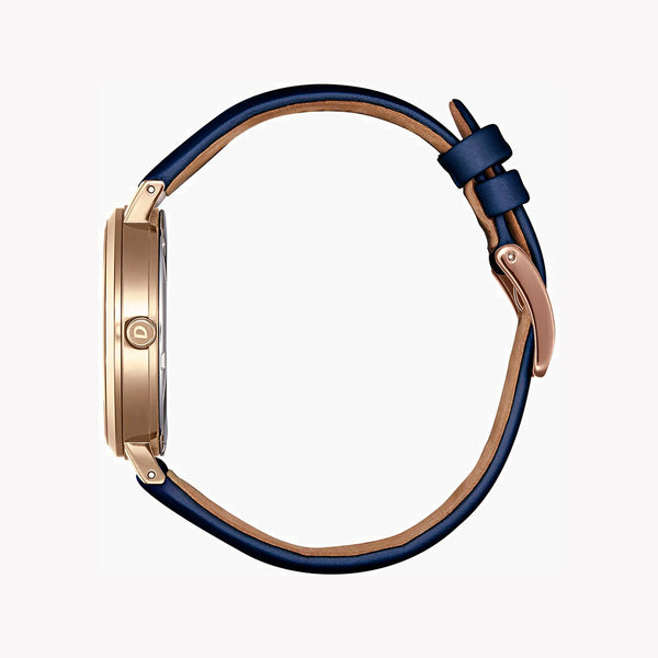 Citizen Em0763-07a - Elegantly Eco-Friendly Women's Timepiece With Blue Calf Leather Band by i-watch