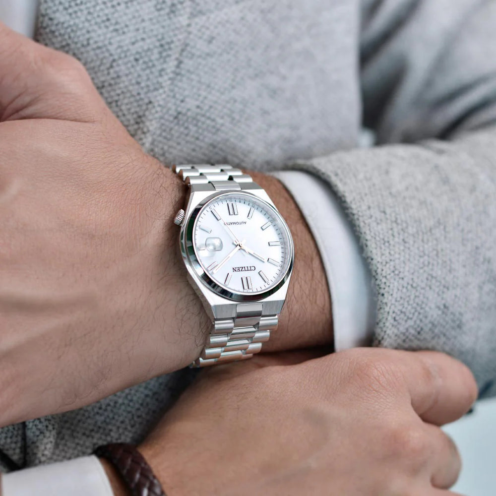 Citizen Men's Silver Stainless Steel Watch, White Dial | Nj0150-81a by i-watch