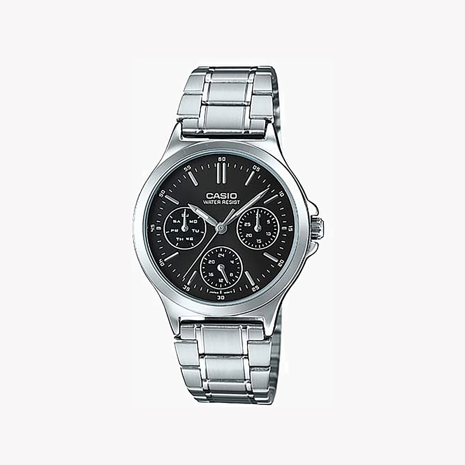 Casio Women's Silver Stainless Steel Watch, Black Dial | Ltp-V300d-1audf by i-watch
