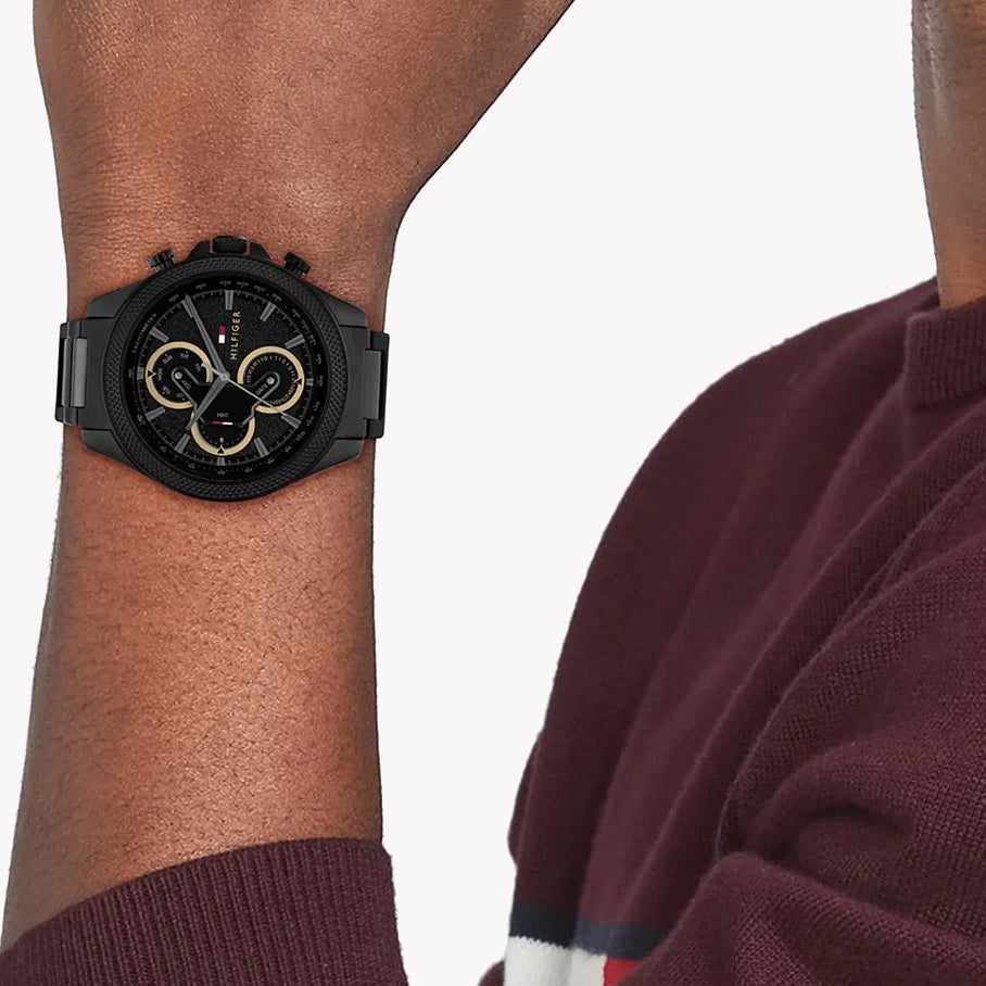 TOMMY HILFIGER 1692181 BOLD BLACK STATEMENT - Men's Sleek Stainless Steel Watch-i-Watch-4