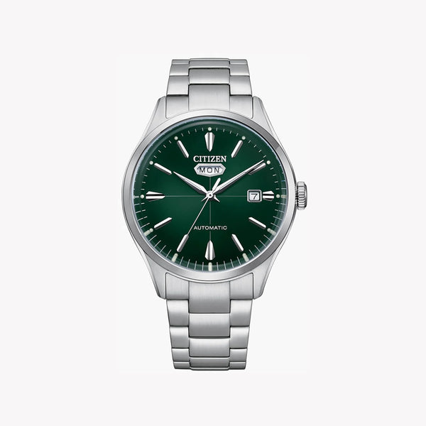 Dynamic Precision Men's Silver Watch, Green Dial | Nh8391-51x by i-watch