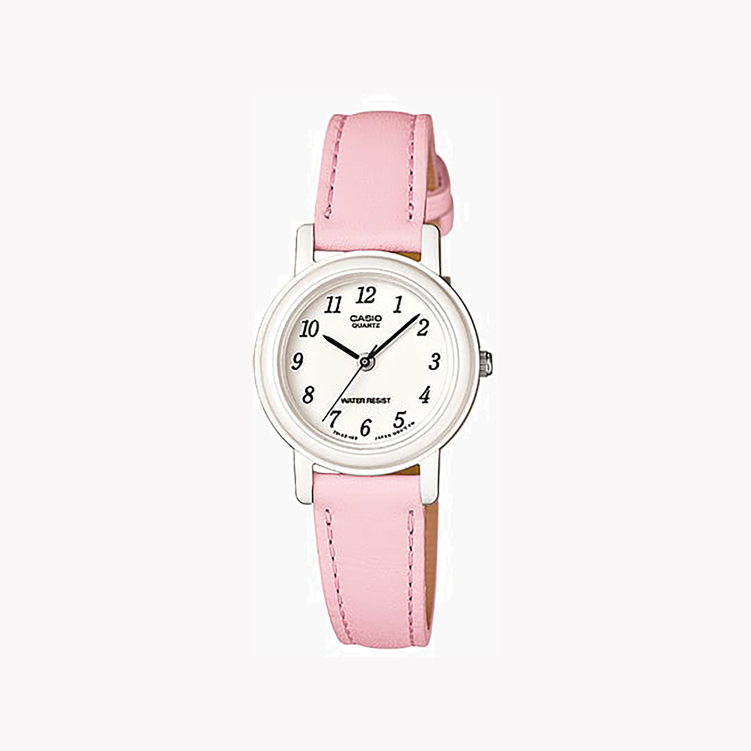 CASIO Women's Watch with White Resin Case and Rose Genuine Leather Band