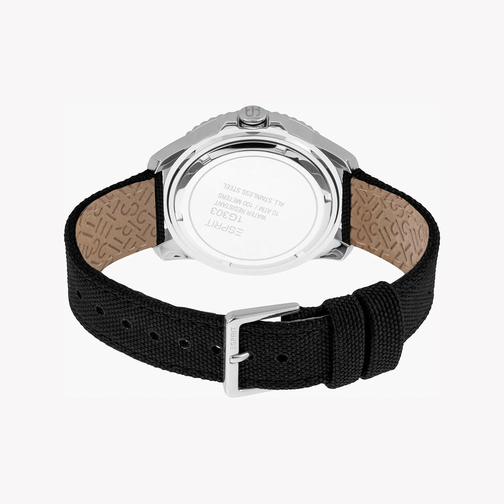 ESPRIT MEN'S STYLISH BLACK NYLON & SILVER DIAL WATCH - TIMELESS ELEGANCE-i-Watch-3