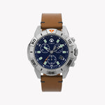 Timex Expedition North® Ridge Chrono 42 mm LLB IP-Stahlgehäuse, blaues Zifferblatt, hellbraunes, umweltfreundliches veganes Lederarmband TW2W16300 Herrenuhr