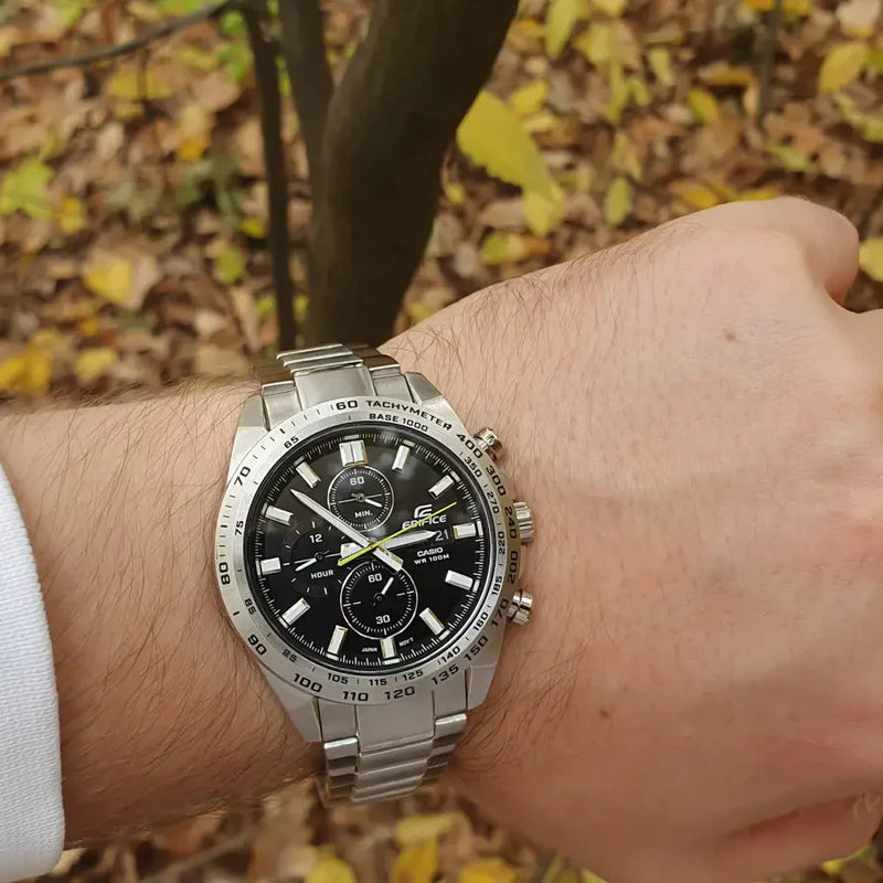 Casio Men's Stainless Steel Watch, Silver & Black Dial | Efr-574d-1avuef by i-watch