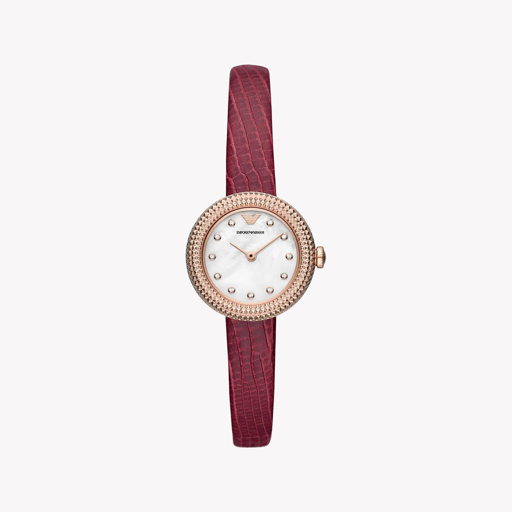 Emporio Armani AR11417 Women's Rose Gold Red Leather Watch-i-Watch