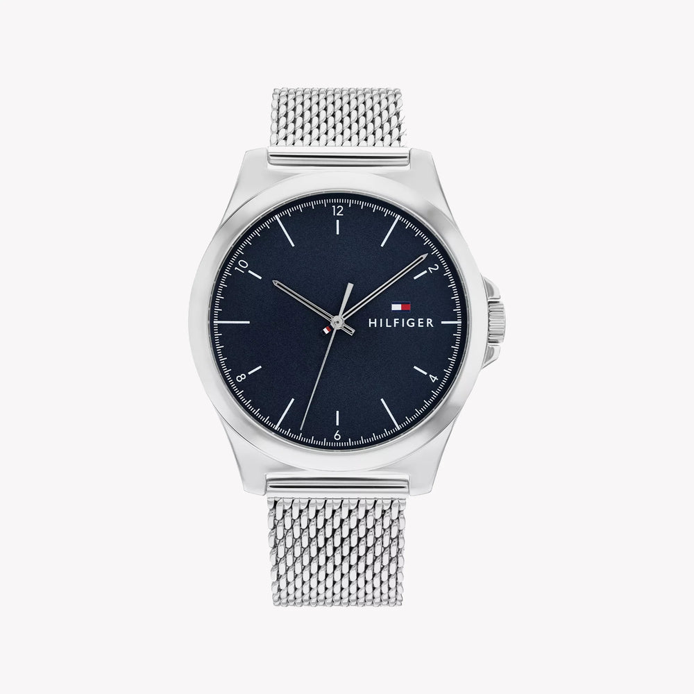 Tommy Hilfiger Men's Silver Stainless Steel, Blue Dial | 1685493 by i-watch