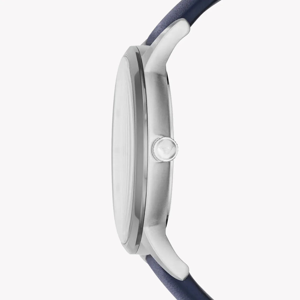 Emporio Armani Women's Silver Watch, Dark Blue Leather | Ar11119 by i-watch