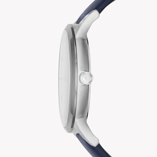 Emporio Armani AR11119 - Stylish Silver Watch with Blue Leather Band-i-Watch-2