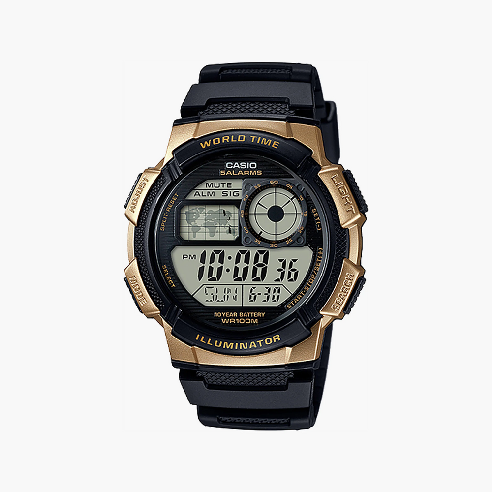 Casio Men's Gold Silicone Watch, Black Dial | Ae-1000w-1a3 by i-watch