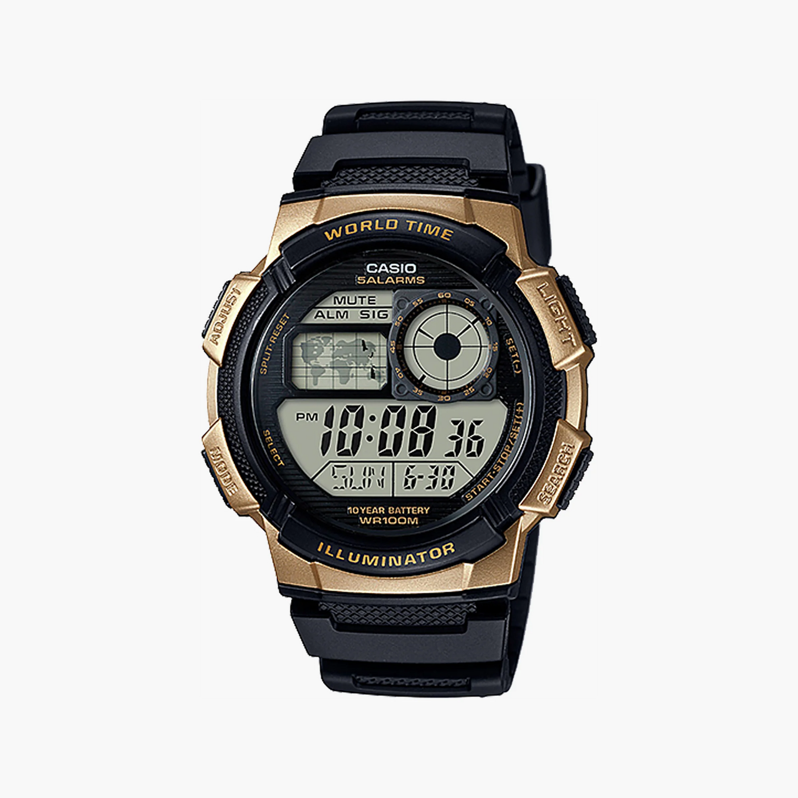Casio Men's Gold Silicone Watch, Black Dial | Ae-1000w-1a3 by i-watch