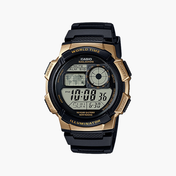 Casio Men's Gold Silicone Watch, Black Dial | Ae-1000w-1a3 by i-watch