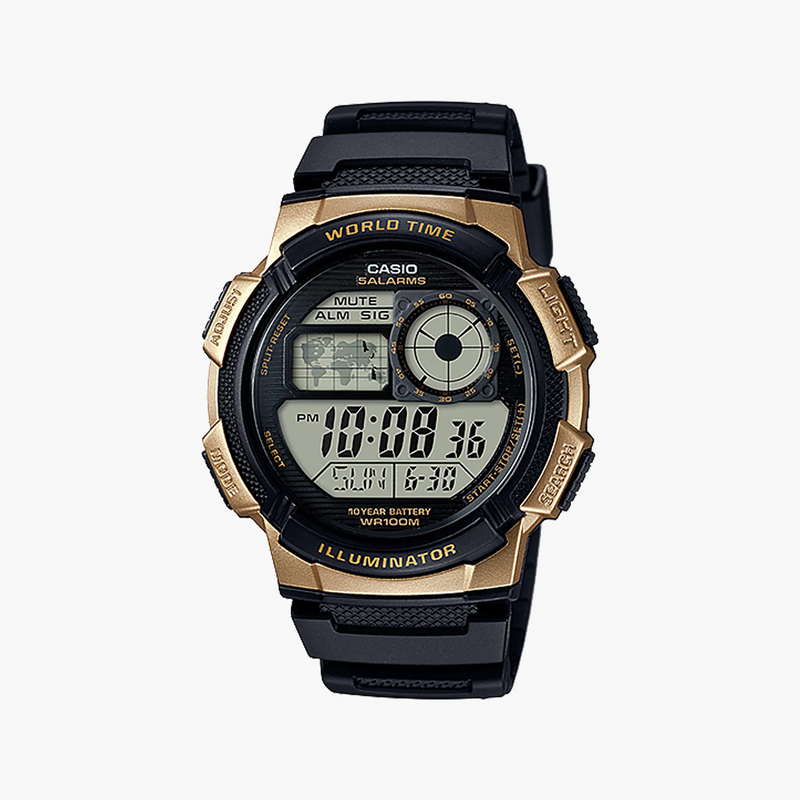 Casio Men's Gold Silicone Watch, Black Dial | Ae-1000w-1a3 by i-watch