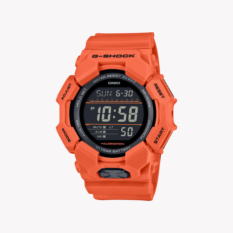 CASIO G-SHOCK GD-010-4ER RUGGED RESILIENCE - ORANGE POWERHOUSE Men's Watch with a durable stainless steel case and eco-friendly band.