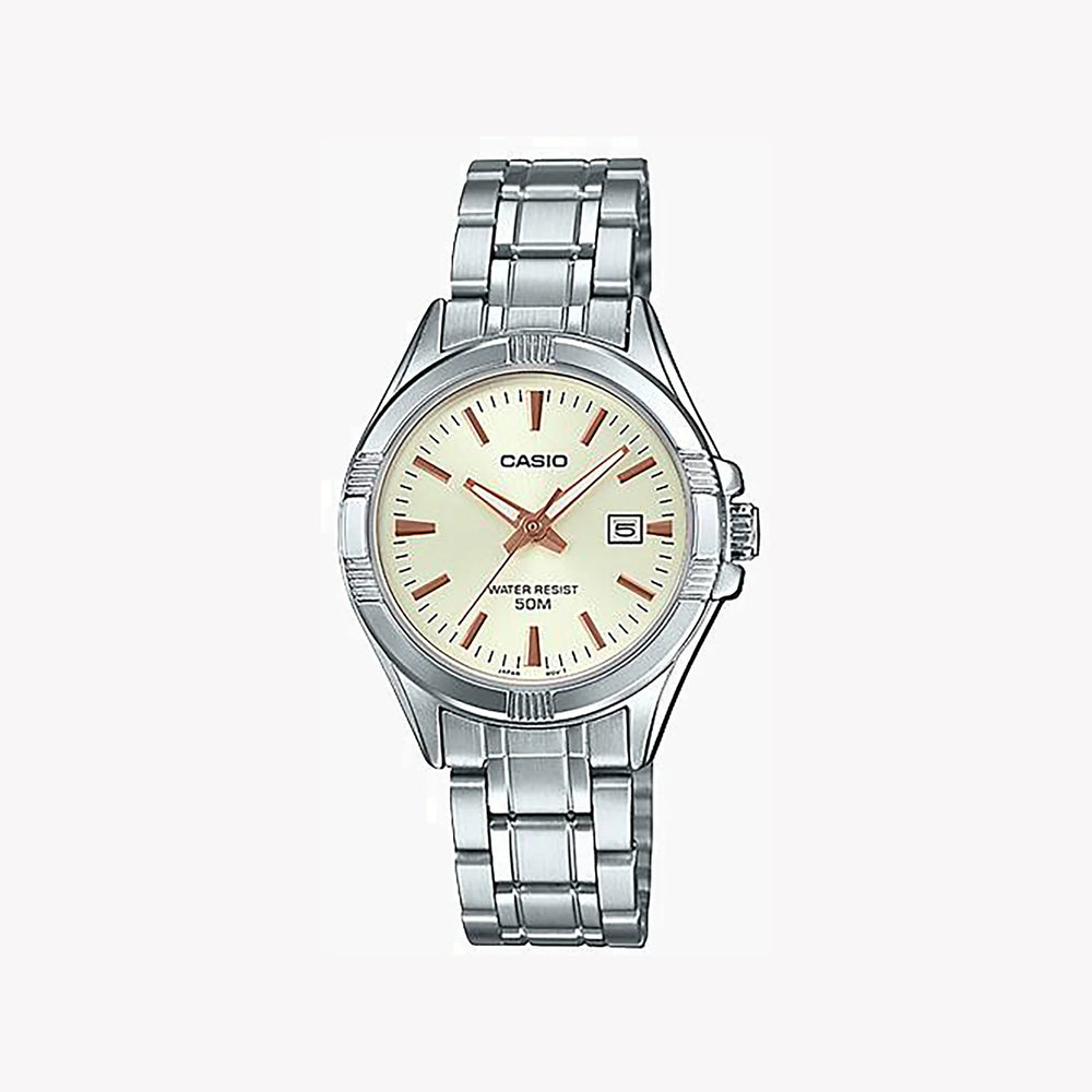 Casio Women's Silver Watch, Beige Dial | Ltp-1308d-9av by i-watch