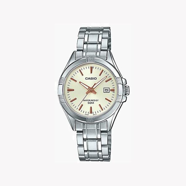 Casio Women's Silver Watch, Beige Dial | Ltp-1308d-9av by i-watch